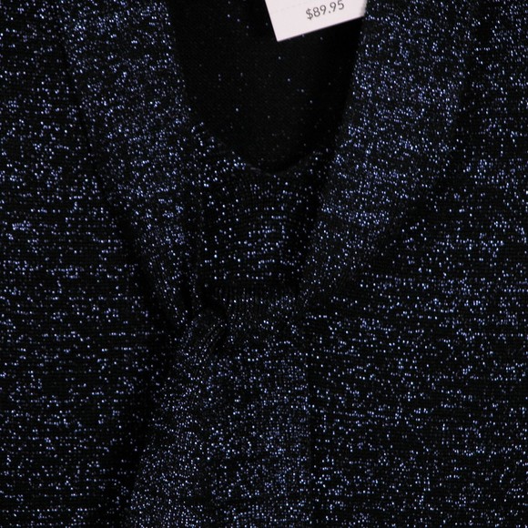 Lane Bryant Womens Sweater Dress 22/24 Metallic Sparkle Blue Tie Neck Career New - Picture 6 of 11